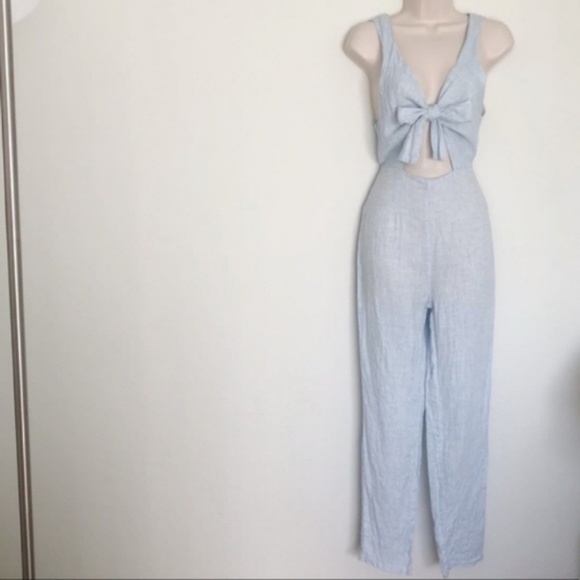 [Solid & Striped] Light Blue Linen Jumpsuit Pants - Picture 4 of 8